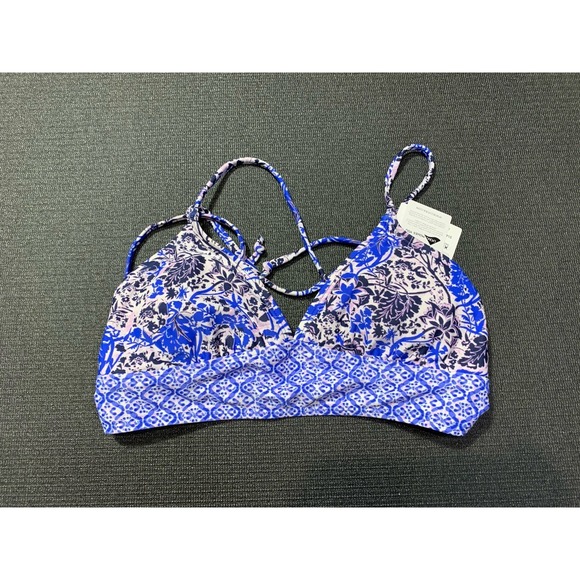 New Athleta Indigo Shores Strappy Tie‎ Bikini Top Blue and White XS - Picture 1 of 4